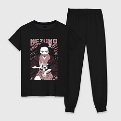 Пижама хлопковая женская Nezuko black total cost, цвет: черный