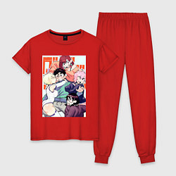 Пижама хлопковая женская Дандадан: Момо Аясэ, цвет: красный
