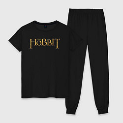 Пижама хлопковая женская The hobbit logo, цвет: черный