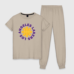 Пижама хлопковая женская LA Lakers team, цвет: миндальный