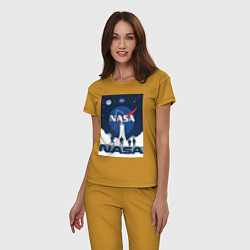 Пижама хлопковая женская NASA открытия, цвет: горчичный — фото 2