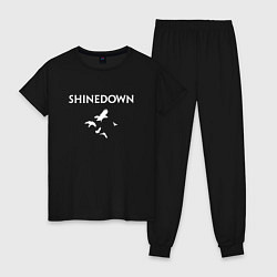 Пижама хлопковая женская Shinedown - logo, цвет: черный
