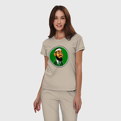 Пижама хлопковая женская Бостон Селтикс Браун, цвет: миндальный — фото 2