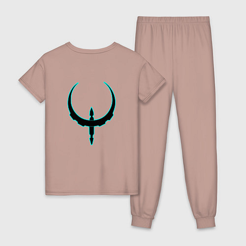 Женская пижама Чёрно-голубой знак quake / Пыльно-розовый – фото 2