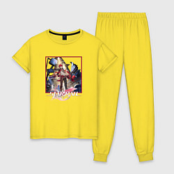 Пижама хлопковая женская Лука, цвет: желтый