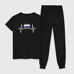 Пижама хлопковая женская Россия в сердце, цвет: черный