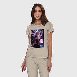 Пижама хлопковая женская Эльфийка с магической сферой, цвет: миндальный — фото 2