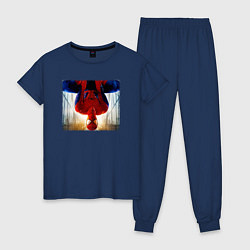 Пижама хлопковая женская Новый человек паук, цвет: тёмно-синий