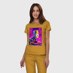Пижама хлопковая женская Bart Simpson - cyber gamer, цвет: горчичный — фото 2