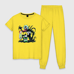 Пижама хлопковая женская Morty and Rick-Venom - ai art fantasy, цвет: желтый