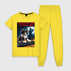 Пижама хлопковая женская Counter strike 2 - kitten, цвет: желтый