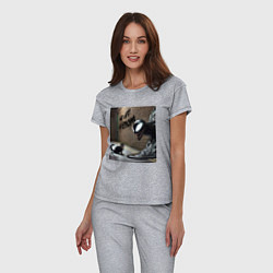 Пижама хлопковая женская Cat and Symbiote - we are Venom meme, цвет: меланж — фото 2