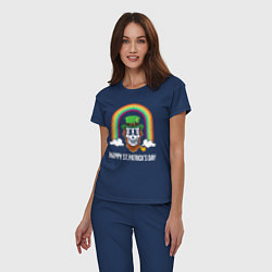 Пижама хлопковая женская Happy St Patricks day - skull, цвет: тёмно-синий — фото 2