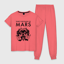 Пижама хлопковая женская Thirty Seconds to Mars - rock dog, цвет: коралловый