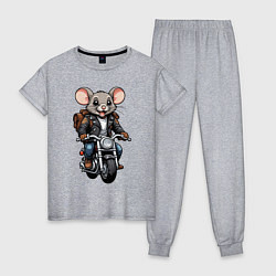 Пижама хлопковая женская Biker mice, цвет: меланж