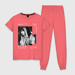 Пижама хлопковая женская Lisa Blackpink, цвет: коралловый