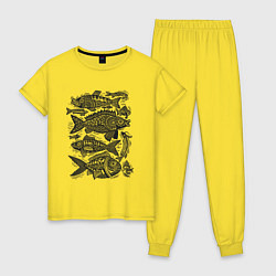 Женская пижама Рыбы в народном стиле с орнаментами