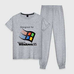 Пижама хлопковая женская Предназначен для windows 95, цвет: меланж