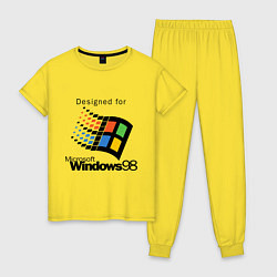 Пижама хлопковая женская Предназначен для windows 98, цвет: желтый