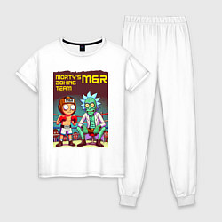 Пижама хлопковая женская Mortys boxing team - ai art fantasy, цвет: белый