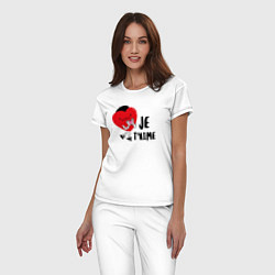 Пижама хлопковая женская Je taime, цвет: белый — фото 2