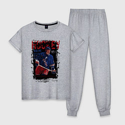 Пижама хлопковая женская Лучший хоккеист Уэйн Гретски, цвет: меланж