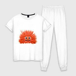 Пижама хлопковая женская Fluffy monster orange, цвет: белый
