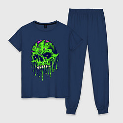 Пижама хлопковая женская Green skull, цвет: тёмно-синий