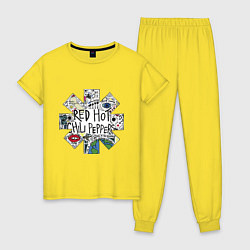 Пижама хлопковая женская RHCP - logo with songs, цвет: желтый