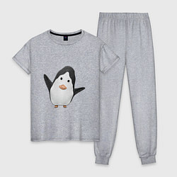 Пижама хлопковая женская Cartoon penguin, цвет: меланж