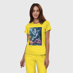 Пижама хлопковая женская Колибри у цветка, цвет: желтый — фото 2