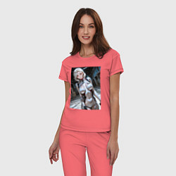 Пижама хлопковая женская Девушка-наемница, цвет: коралловый — фото 2