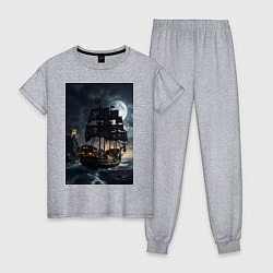 Женская пижама Пиратский корабль в шторм