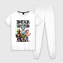 Пижама хлопковая женская Yoda and Chewbacca are friends of Rick and Morty -, цвет: белый