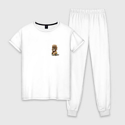 Пижама хлопковая женская Обезьянка, цвет: белый