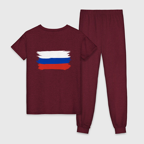 Женская пижама Флаг россии нарисованный / Меланж-бордовый – фото 2