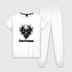 Пижама хлопковая женская Dark skull, цвет: белый