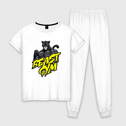 Пижама хлопковая женская Beast gym, цвет: белый