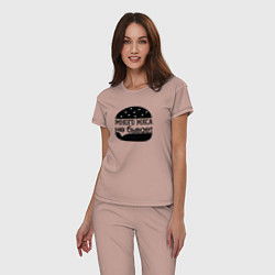 Пижама хлопковая женская Много мяса не бывает, цвет: пыльно-розовый — фото 2