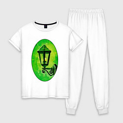 Пижама хлопковая женская Зелёный уличный фонарь, цвет: белый