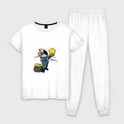 Пижама хлопковая женская Мешок со звёздами, цвет: белый