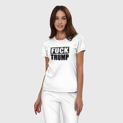 Пижама хлопковая женская Trump fuck, цвет: белый — фото 2