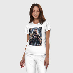 Пижама хлопковая женская Девушка в стиле игры Red Alert, цвет: белый — фото 2