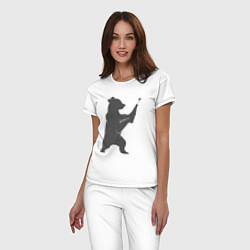 Пижама хлопковая женская Мишка с шампанским, цвет: белый — фото 2