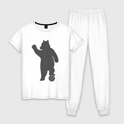 Пижама хлопковая женская Мишка футболист, цвет: белый