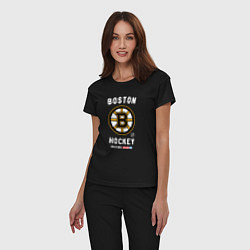 Пижама хлопковая женская Boston Bruins team NHL, цвет: черный — фото 2