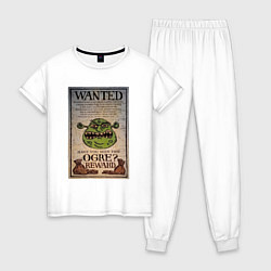 Пижама хлопковая женская Разыскивается огр, цвет: белый