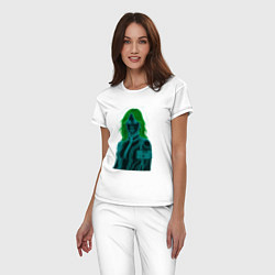 Пижама хлопковая женская Билли Айлиш из неоновых линий, цвет: белый — фото 2