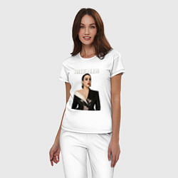 Пижама хлопковая женская Билли Айлиш в черном костюме, цвет: белый — фото 2