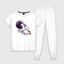 Пижама хлопковая женская Супер космонавт в полёте, цвет: белый